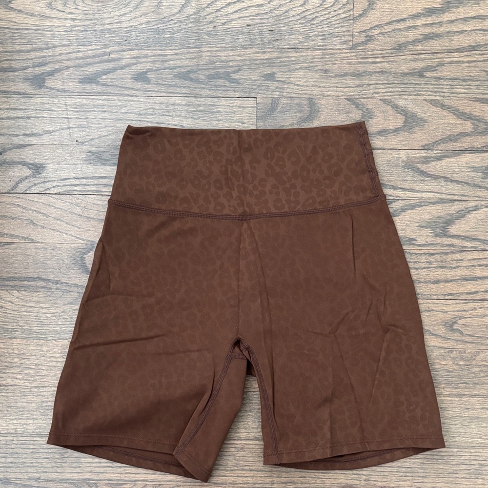 High-Rise Women's Brown Leopard-Print Bike Shorts